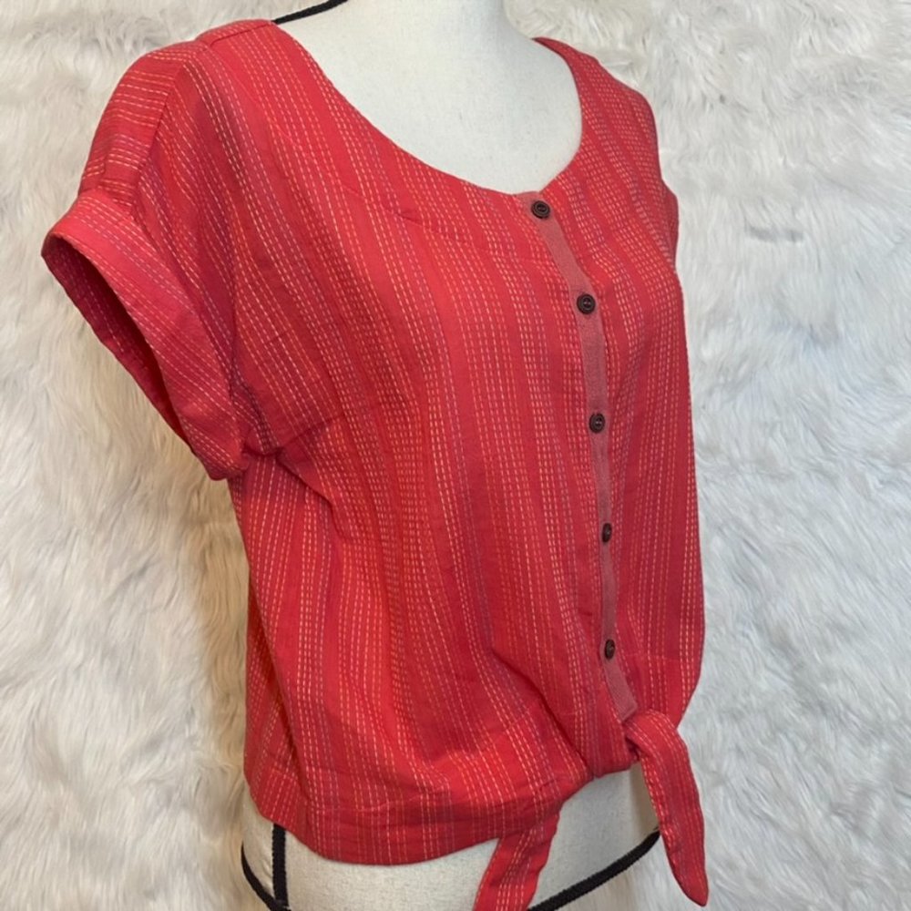 Anthropologie Mo:Vint Dani Shirt Front-Tie Button Up Blouse Small - Picture 12 of 12
